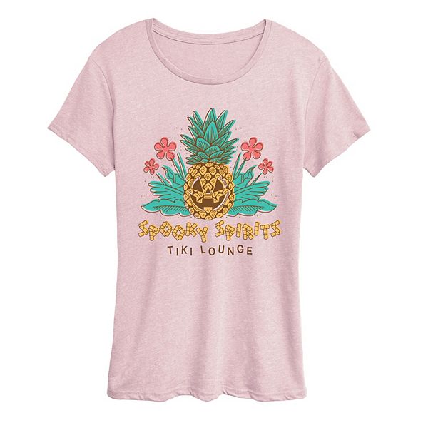 Футболка с принтом Women's spooky spirits tiki lounge Licensed Character, Heather Pink, Розовый, Футболка с принтом Women's spooky spirits tiki lounge Licensed Character, Heather Pink